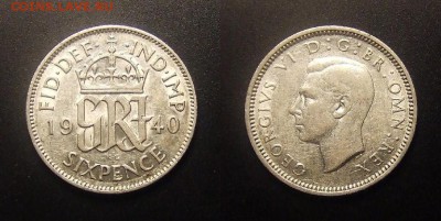 МОНЕТЫ МИРА 09-16 - Великобритания – 6 пенсов (1940) «Георг VI» (Ag)