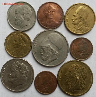 Греция. 9 монет 1982-1990г.  Окон 22.09.16 в 23.00 мск - 3у