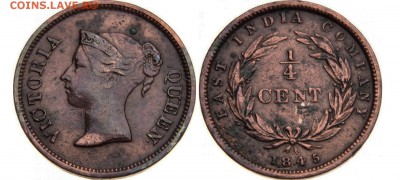 Индия 1 цент 1920 года - Straits_1_4c_1845