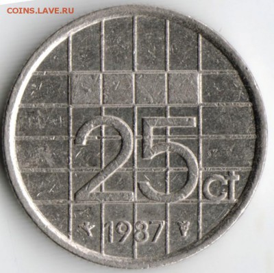 Нидерланды 25 центов 1987 г. до 24.00 20.09.16 г. - Scan-160916-0007