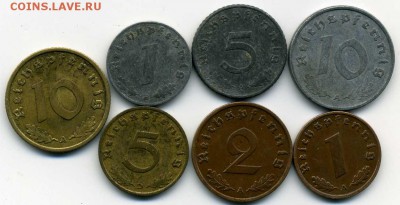 Германия 1938 - 42 гг. 7 разных монет. до 26 09 16 до 22-00 - фф041