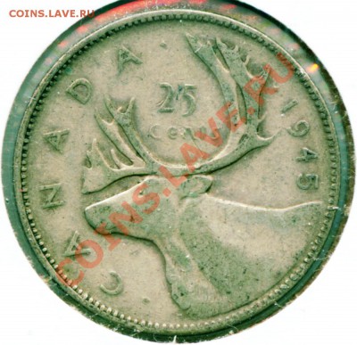 L33 Канада куотер 25¢ 1945 Серебро С РУБЛЯ! до 16.12 в 22°° - L33 Canada 25c 1945 CIRC_2