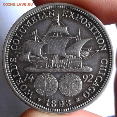 Серебро 900-й пробы. Диаметр 30,6 мм. Вес 12,5 гр. - Колумб-полбакса_Р