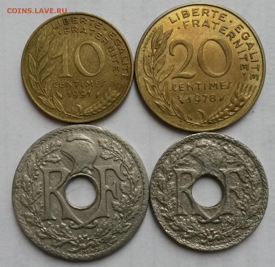 Франция. 4 монеты 1925-1991г.  Окон 29.09.16 в 21.00 мск - ф1
