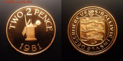 Индия, США и Гернси (на оценку) - Гернси – 2 пенса (1981) «Мельница» proof