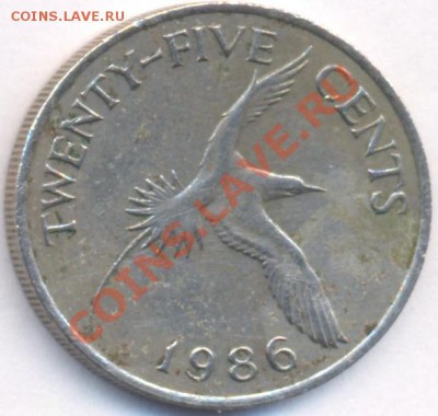 Бермуды 25 центов.1986 г.До 14.12.10 г. 20-00 МСК. - Бермуды 25 86.1