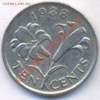 Бермуды 10 центов.1988 г.До 14.12.10 г. 20-00 МСК. - Бермуды 10 88.1
