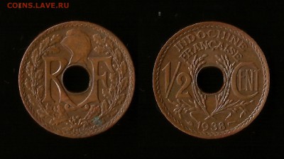 2 цента Фр.Индокитай 1938 г. - 22:00 мск 29.09 - 1