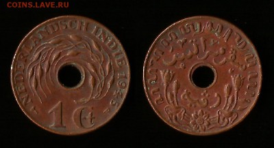 1 цент Нидерландская Индия 1945 г. - 22:00 мск 29.09 - 4