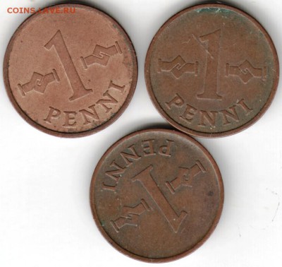 Финляндия. 1 пенни 1963 г. 3 шт. до 24.00 02.10.16 г - Scan-160925-0003
