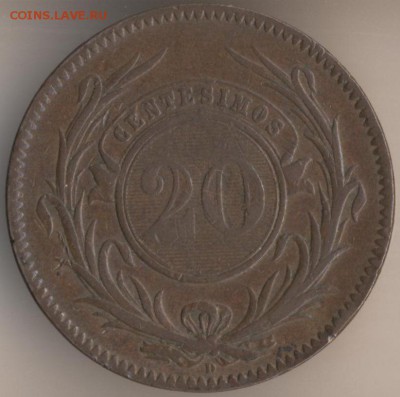 Уругвай 4 сентезимо 1869. Оценка. Спрос. - 37