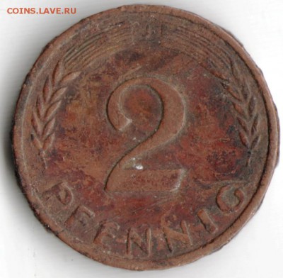 Германия. 2 пфеннига 1968 г. J до 24.00 04.10.16 г - Scan-160925-0015