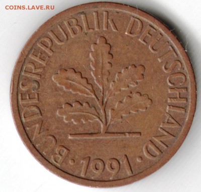 Германия. 1 пфенниг 1991 г. G до 24.00 04.10.16 г - Scan-160925-0017