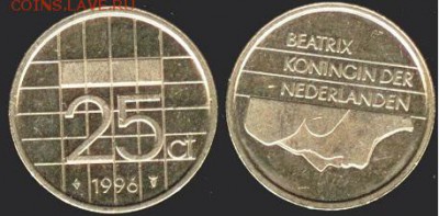 Нидерланды, 25 центов, 1996, до 21.00 мск 04.10.2016 - Нидерланды 25 центов, 1996