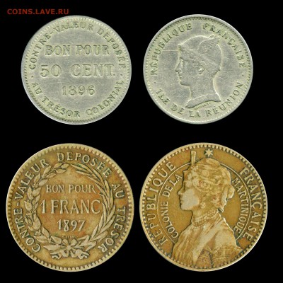 Французские колонии - Реюньон 1896 и Мартиника 1897 - ФФФ