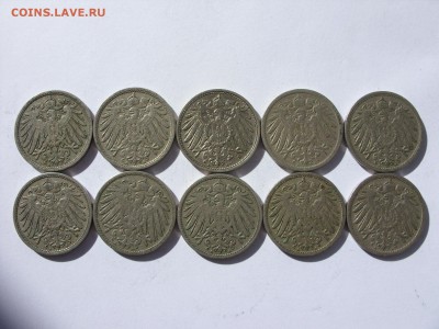 Германия, иностранщина (наборы, на вес, евро), царизм, СССР. - 10 пф Империя 10 шт А - 2-2.JPG