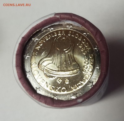 2 евро 2009 Словакия 20 лет Бархатной Революции UNC - 2009 Словакия 20 лет Бар