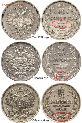 20к 1860г - 20 копеек 1860 - фото монет