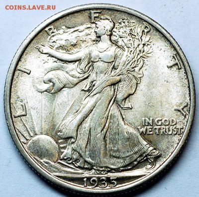 США_отличный полудоллар 1935 "Walking Liberty"; 01.10_22:10м - 24