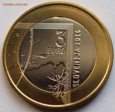 БИМ. Словения 3 евро 2014 Янеш Пухар (200 лет со дня рожд.) - 2