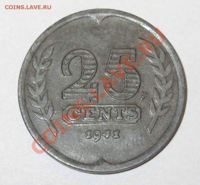 25 центов Нидерланды.1941.Окупация.До19.12.2010 23.10 по Мск - 25 центов Нидерланды 1941 год - 1