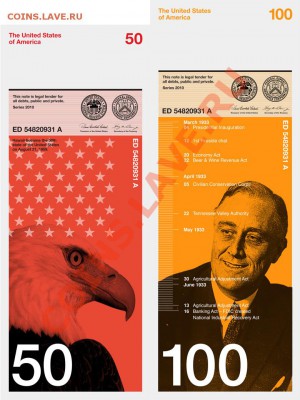 Ре-дизайн новых банкнот США (проба дизайнеров). - новые баксы 3