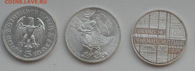 Лот из 3х разных монет(36,75,76гг) - 5 марок -06.10 в 22-00 - 1-1