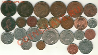 Англия, 25 разных монет 1775-2003 - до 21-00мск 15.12 - UK1