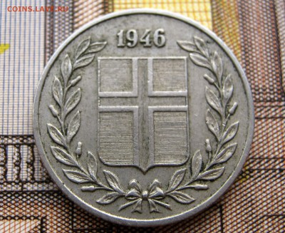 ИСЛАНДИЯ 25 аурар 1946 + 50, 5 крон 1992(КРАБ,РЫБА). 10.10. - 086.JPG