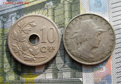 БЕЛЬГИЯ 10 сантимов 1905 + АВСТРИЯ 10 грошей 1925. 10.10. - 048.JPG