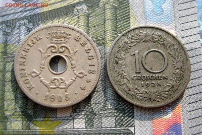 БЕЛЬГИЯ 10 сантимов 1905 + АВСТРИЯ 10 грошей 1925. 10.10. - 047.JPG