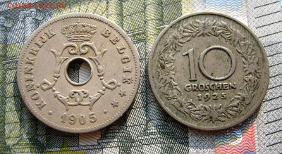 БЕЛЬГИЯ 10 сантимов 1905 + АВСТРИЯ 10 грошей 1925. 10.10. - 046.JPG