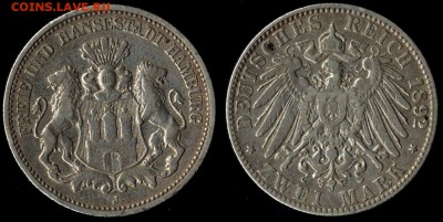 2 марки 1892 Гамбург до 11.10.16г 22.00 МСК - 1892
