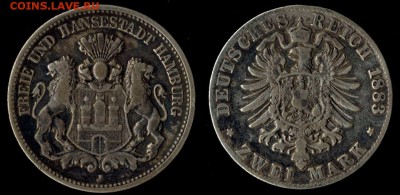 2 марки 1883 Гамбург редкая до 11.10.16г 22.00 МСК - 1883 гамбург