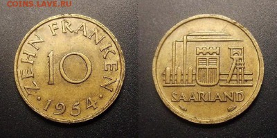 МОНЕТЫ МИРА 10-16 - Саар (Саарланд) – 10 франков (1954) №1