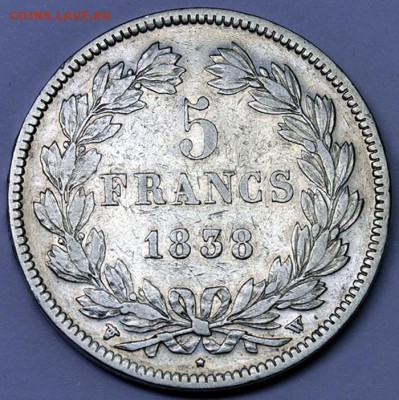 Франция_5 франков 1838(W). Крупное серебро; до 08.10_22.01мс - 12655