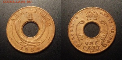 МОНЕТЫ МИРА 10-16 - Брит. Восточная Африка – 1 цент (1924 KN) бронза