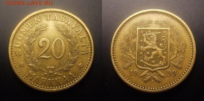 МОНЕТЫ МИРА 10-16 - Финляндия – 20 марок (1939)