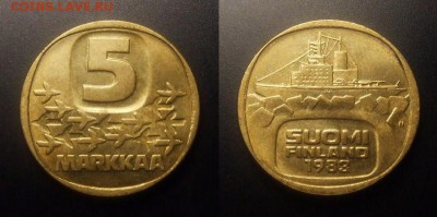 МОНЕТЫ МИРА 10-16 - Финляндия – 5 марок (1983) «Ледокол» (XF)