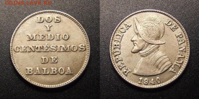 МОНЕТЫ МИРА 10-16 - Панама – 2,5 сентимо (1940) медь-ник. (XF) №1