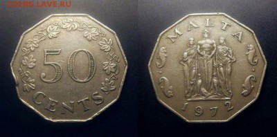 МОНЕТЫ МИРА 10-16 - Мальта – 50 центов (1972)