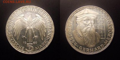 МОНЕТЫ МИРА 10-16 - Германия – 5 марок (1969 F) «Герхард Меркатор» Ag