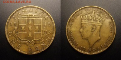 МОНЕТЫ МИРА 10-16 - Брит. Ямайка – 1 пенни (1945) «Георг VI»