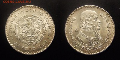 МОНЕТЫ МИРА 10-16 - Мексика – 1 песо (1964) Ag