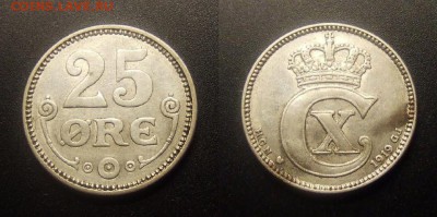 МОНЕТЫ МИРА 10-16 - Дания – 25 эре (1919) (Ag)
