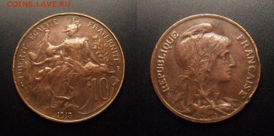 МОНЕТЫ МИРА 10-16 - Франция – 10 сантимов (1913) бронза