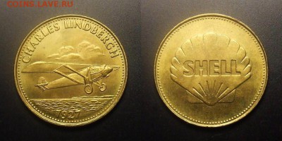 МОНЕТЫ МИРА 10-16 - ЖЕТОН (SHELL) «Чарльз Линдберг – трансатлантический перелёт из Сан-Диего в Нью-Йорк (1927 год)»