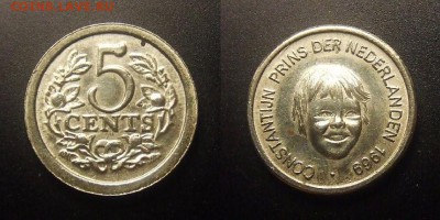 МОНЕТЫ МИРА 10-16 - Нидерланды – 5 центов (1969) «Принц Константин» (аUNC)