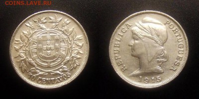 МОНЕТЫ МИРА 10-16 - Португалия – 10 сентаво (1915) (Ag) (aUNC)