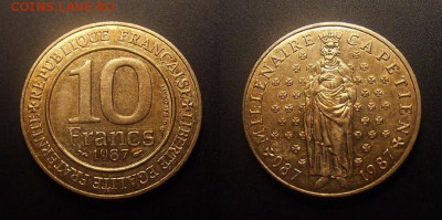 МОНЕТЫ МИРА 10-16 - Франция – 10 франков (1987) «1000-летие правящей династии Капетингов» №2
